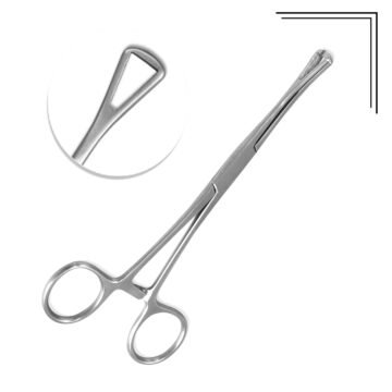 Compact mini Pennington forceps with slotted head in surgical-grade stainless steel