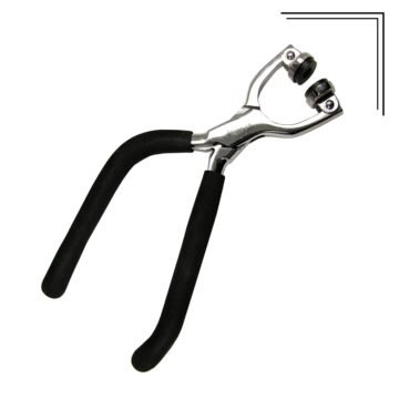 Ergo Midget Lens Aligner with offset ergonomic handles and oval jaws for small and conventional eye sizes