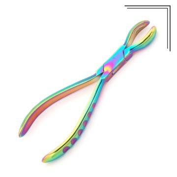 Rainbow titanium-coated large ring closing pliers, 6 inch, surgical-grade stainless steel