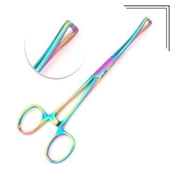 Rainbow titanium-coated slotted Pennington forceps in surgical-grade stainless steel