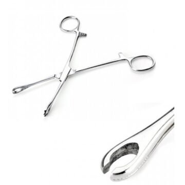 Surgical-grade stainless steel mini sponge forceps, 6 inch with 2.25mm slotted jaw, for tongue piercing
