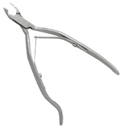 Precision nipper tool featuring a single-leaf spring mechanism and curved handles