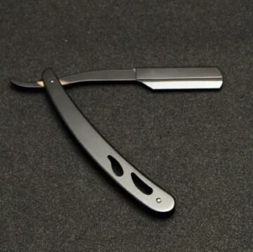 Matte Black Cutout Straight Razor