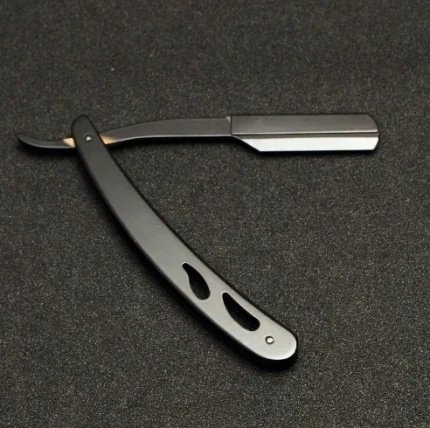 Matte Black Cutout Straight Razor