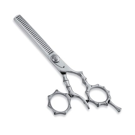 Unique Fancy Design Flaxible Thumb Ring  Handle Hair Thinning Scissor 32-Tooth Japanese Steel 6.0″ Barber Edition Model