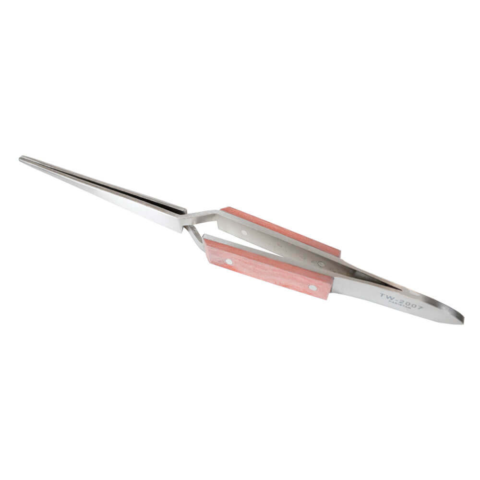 Straight self-closing insulated tweezers with cross-locking mechanism, stainless steel, wholesale manufacturer