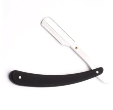 Black handle shavette straight razor with stainless steel blade holder for wholesale barber supply