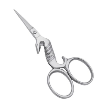 Silver stork-shaped embroidery scissors with detailed bird silhouette, wholesale manufacturer