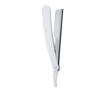 White handle shavette straight razor with stainless steel blade holder for wholesale barber supply