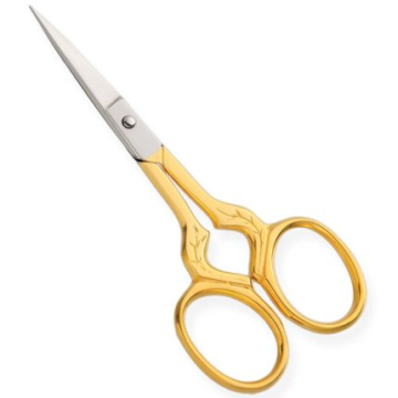 Gold leaf-pattern embroidery scissors with engraved handles and surgical-grade steel blades, wholesale manufacturer