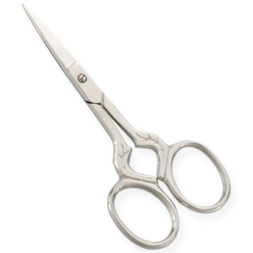 Floral engraved embroidery scissors with botanical motif handles and micro-tip precision blades