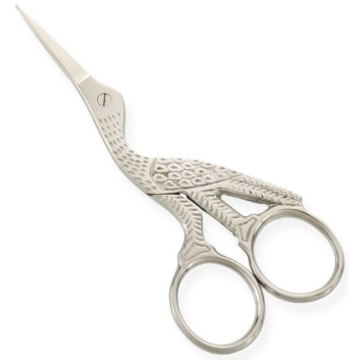 Crane design embroidery scissors shaped like a bird with surgical-grade stainless steel blades