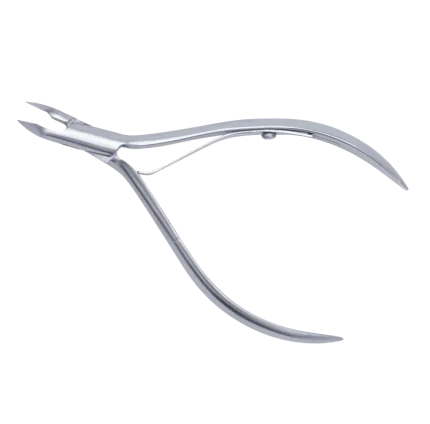 Precision cutting nipper tool featuring a single-leaf spring and curved handles