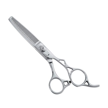Ergonomic Offset 6 inches Handle Hair Thinning Shears 30-Tooth Premium Steel for Barbers