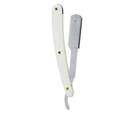 Riveted White Handle Straight Razor