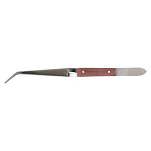 Self-closing soldering tweezers with angled tip and insulated handle, surgical-grade stainless steel, wholesale manufacturer