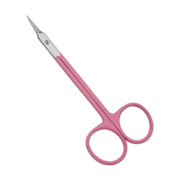 Pink-coated curved precision scissors for cuticle and lash detail work, wholesale manufacturer