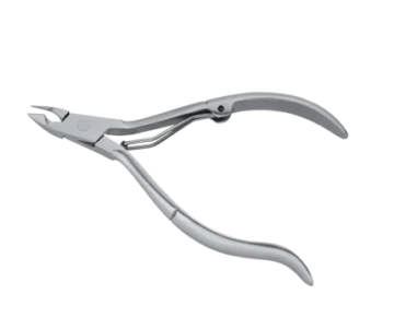 Stainless steel nipper tool featuring an ergonomic curved handle design