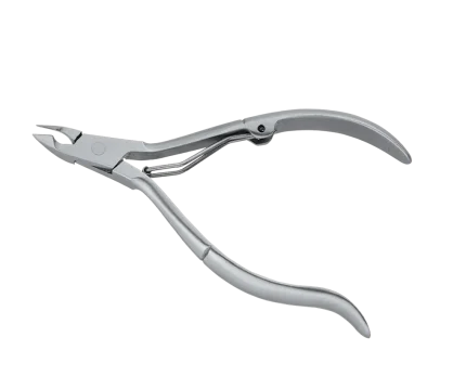 Stainless steel nipper tool featuring an ergonomic curved handle design