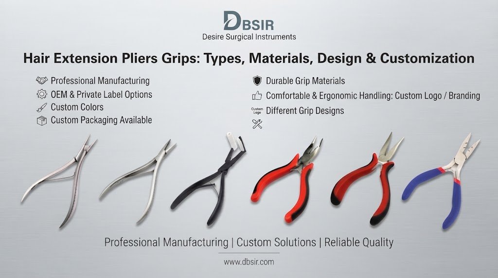 Hair extension pliers grips in different designs, materials and colors by DBSIR – Desire Surgical Instruments”