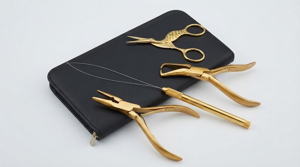 Custom Hair Extension Tools Kit with Pliers, Hooks, Loops, Clips, Combs and Custom Packaging by Desire Surgical Instruments