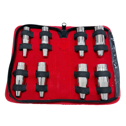 8-piece taper insertion pin set — surgical-grade stainless steel body piercing kit, wholesale