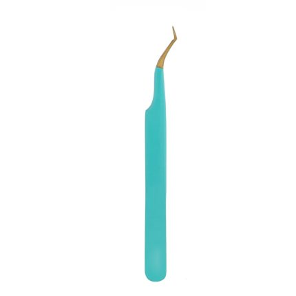Teal Blue Gold-Tipped Eyelash Tweezers