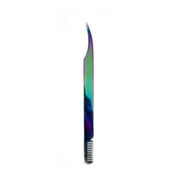 Rainbow / Plasma Curved Isolation Lash Tweezer with Lash Comb by Desire Surgical Instruments