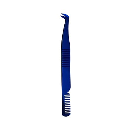 Blue Comb-End Eyelash Tweezers