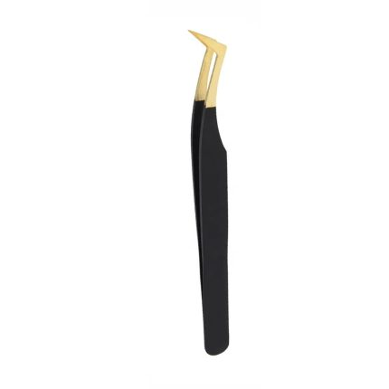 Gold Tipped Black Angled Eyelash Tweezers