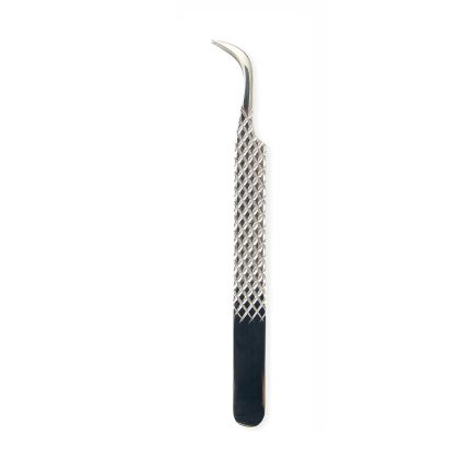 Two-Tone Silver and Black Diamond Grip Eyelash Tweezers