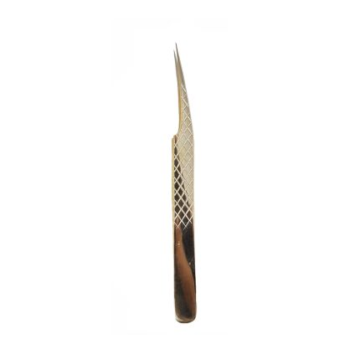 Silver Diamond Grid / Knurled Grip Curved Isolation Tweezer by Desire Surgical Instruments
