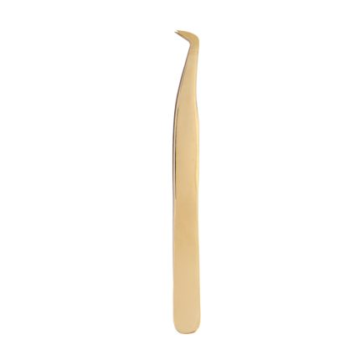 Polished gold round boot volume eyelash tweezers for multi-lash fans by Desire Surgical Instrument