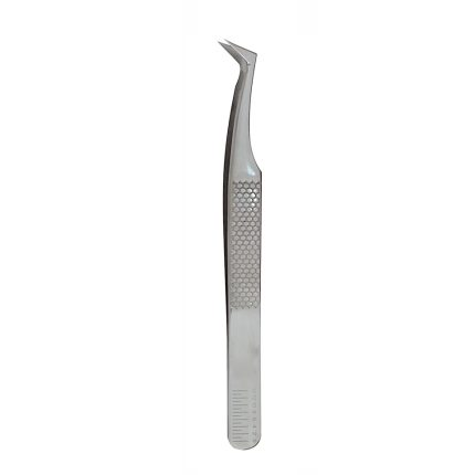 Silver Honeycomb Grip Eyelash Tweezers with Ruler