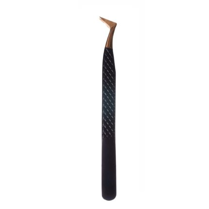Bronze Tipped Black Diamond Grip Angled Eyelash Tweezers