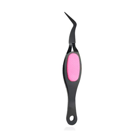 Pink Grip Curved Tweezers