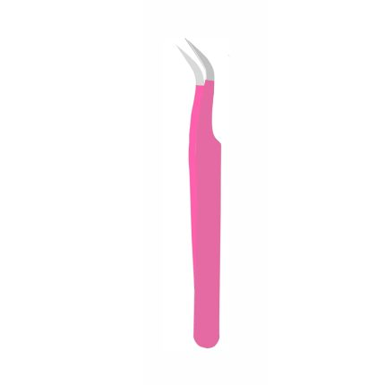 Pink Curved Eyelash Tweezers