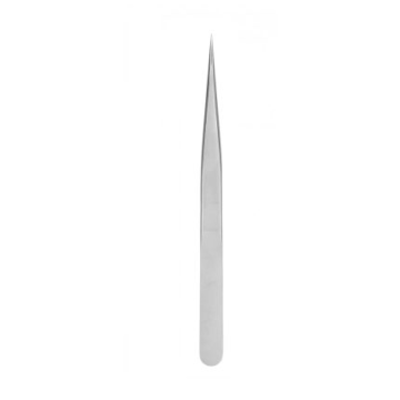 Silver mirror finish straight stainless steel eyelash tweezers with fine needle-nose tip by Desire Surgical Instrument