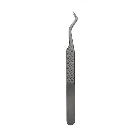 Dark Grey Diamond Textured Eyelash Tweezers