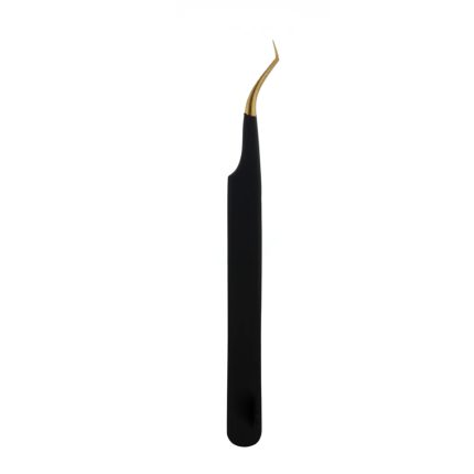 Matte Black Gold-Tipped Eyelash Tweezers