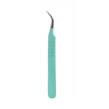 Mint Green Ribbed Grip Eyelash Tweezers