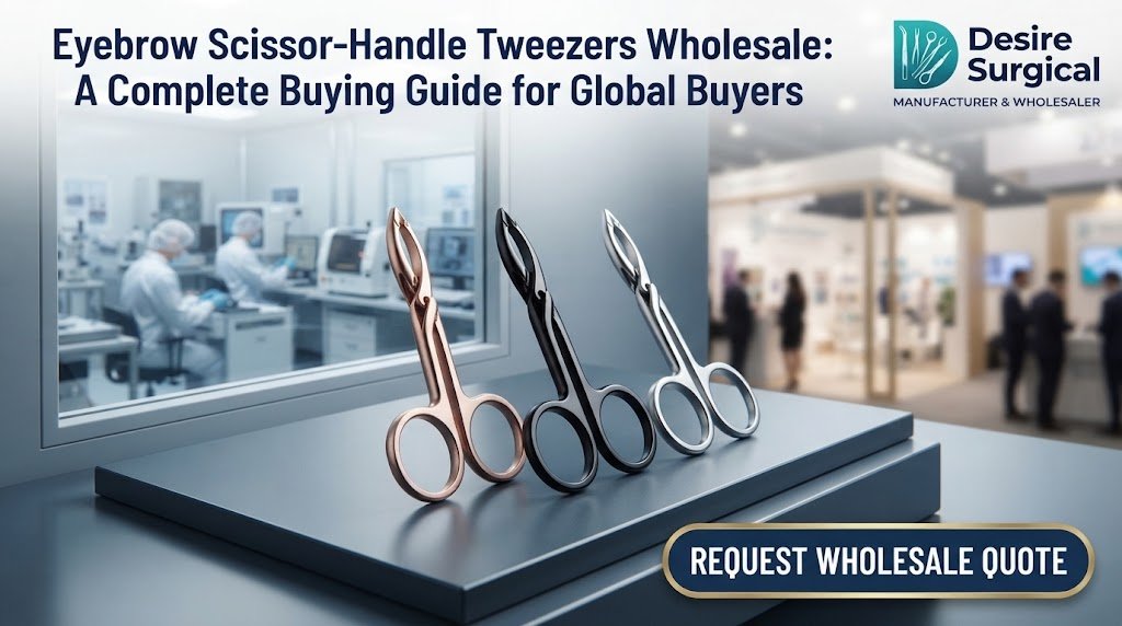 Eyebrow scissor-handle tweezers wholesale - spring-loaded precision global buyers