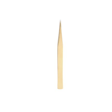 Light gold mini straight lash tweezers by Desire Surgical Instruments, a precision beauty tool for professional lash isolation.