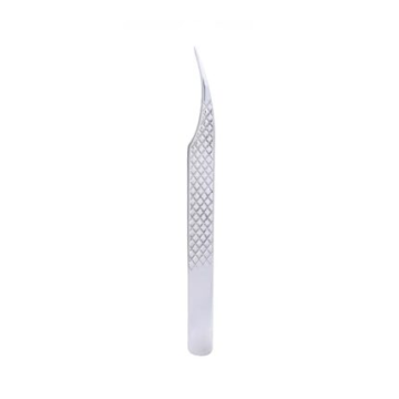 Silver Diamond Grid Pattern Curved Isolation Tweezer by Desire Surgical Instruments