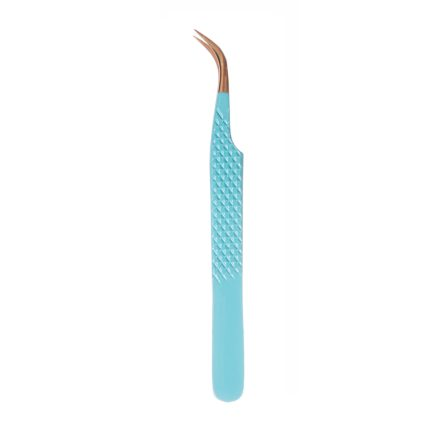 Rose Gold and Mint Blue Diamond Grip Eyelash Tweezers
