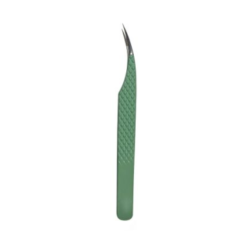 Sage Green Textured Diamond Grip Curved Isolation Tweezer by Desire Surgical Instruments