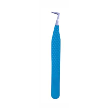 Blue angled volume eyelash tweezers by Desire Surgical Instrument