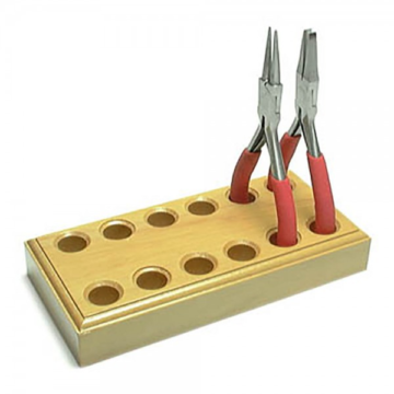 Wooden plier stand for jewelry bench tool organization by Desire Surgical Instrument