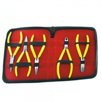 5 piece precision jewelry pliers tool kit with yellow handles and black case by Desire Surgical Instrument