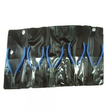 Pliers set of 5 in pouch with end cutting, flat nose, round nose and chain nose pliers by Desire Surgical Instrument